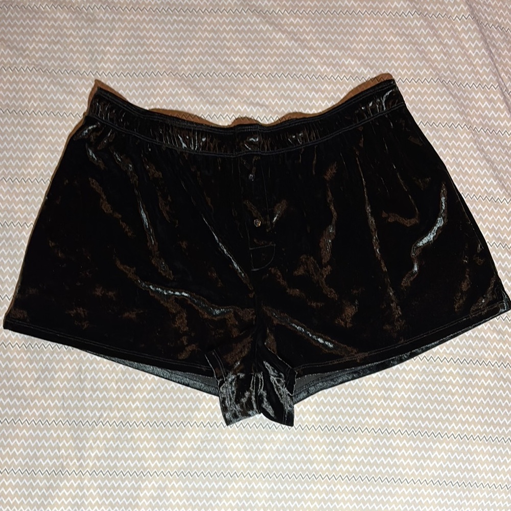 PINK Victoria's Secret Black Velvet Pajama Shorts